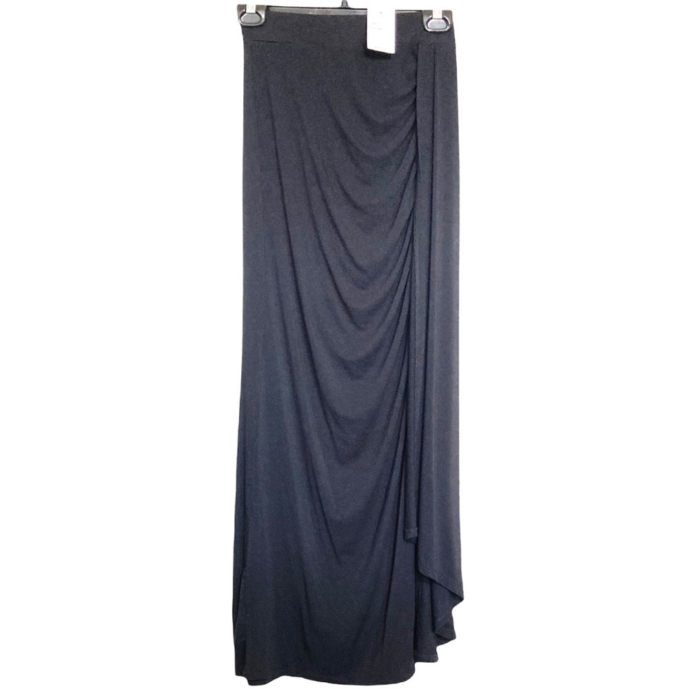 XS•NWT•KISMET•BLACK RUCHED MAXI SKIRT W HIGH SIDE SLIT•